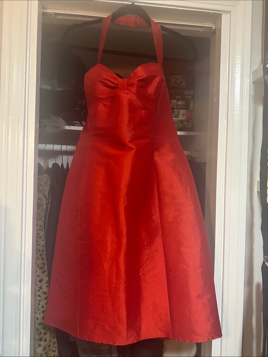 Handmade Dresses & Skirts - True Romance Alabama Worley Red Halter Satin Cocktail Wedding Dress
